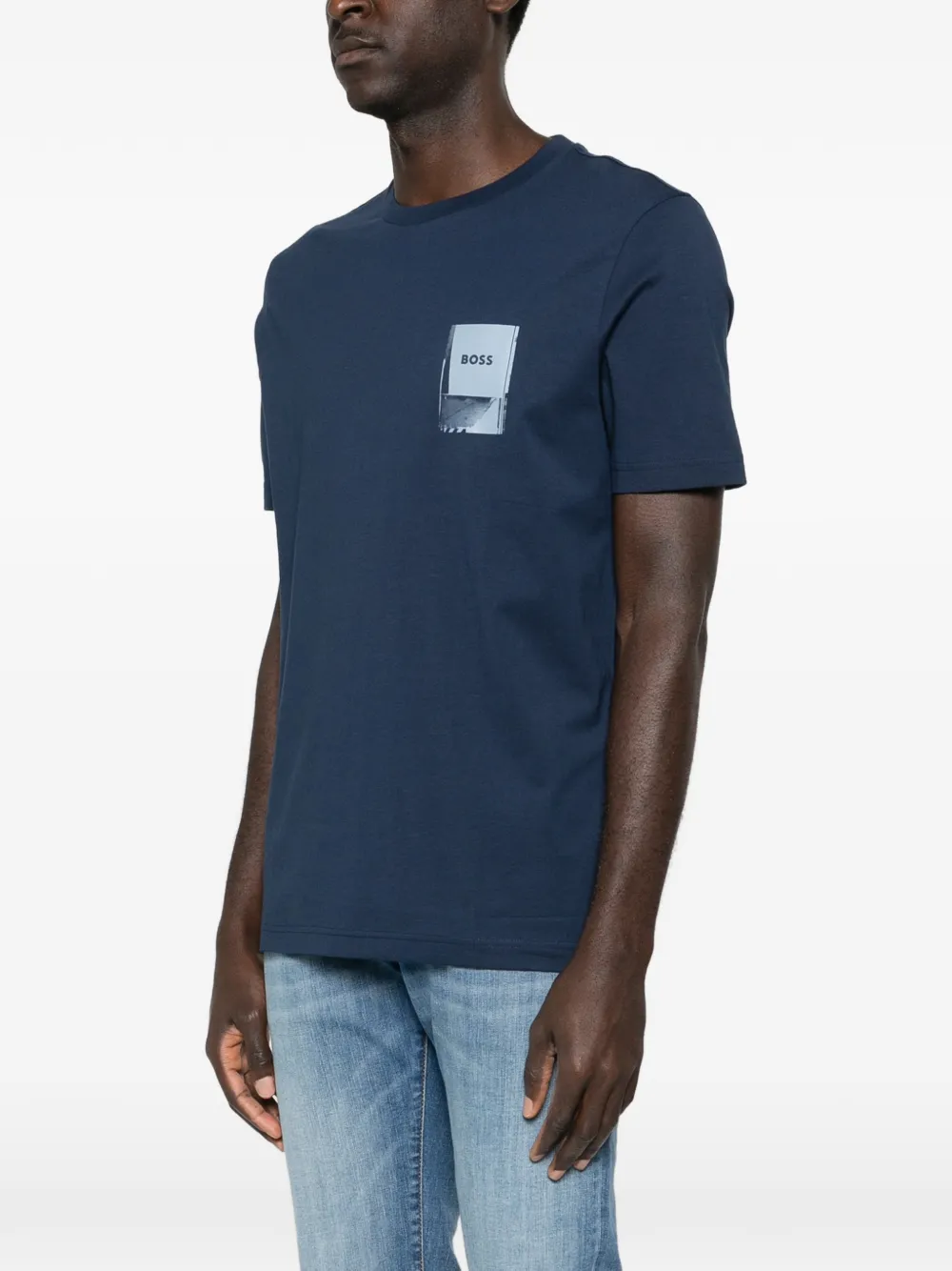 BOSS T-shirt met grafische print Blauw