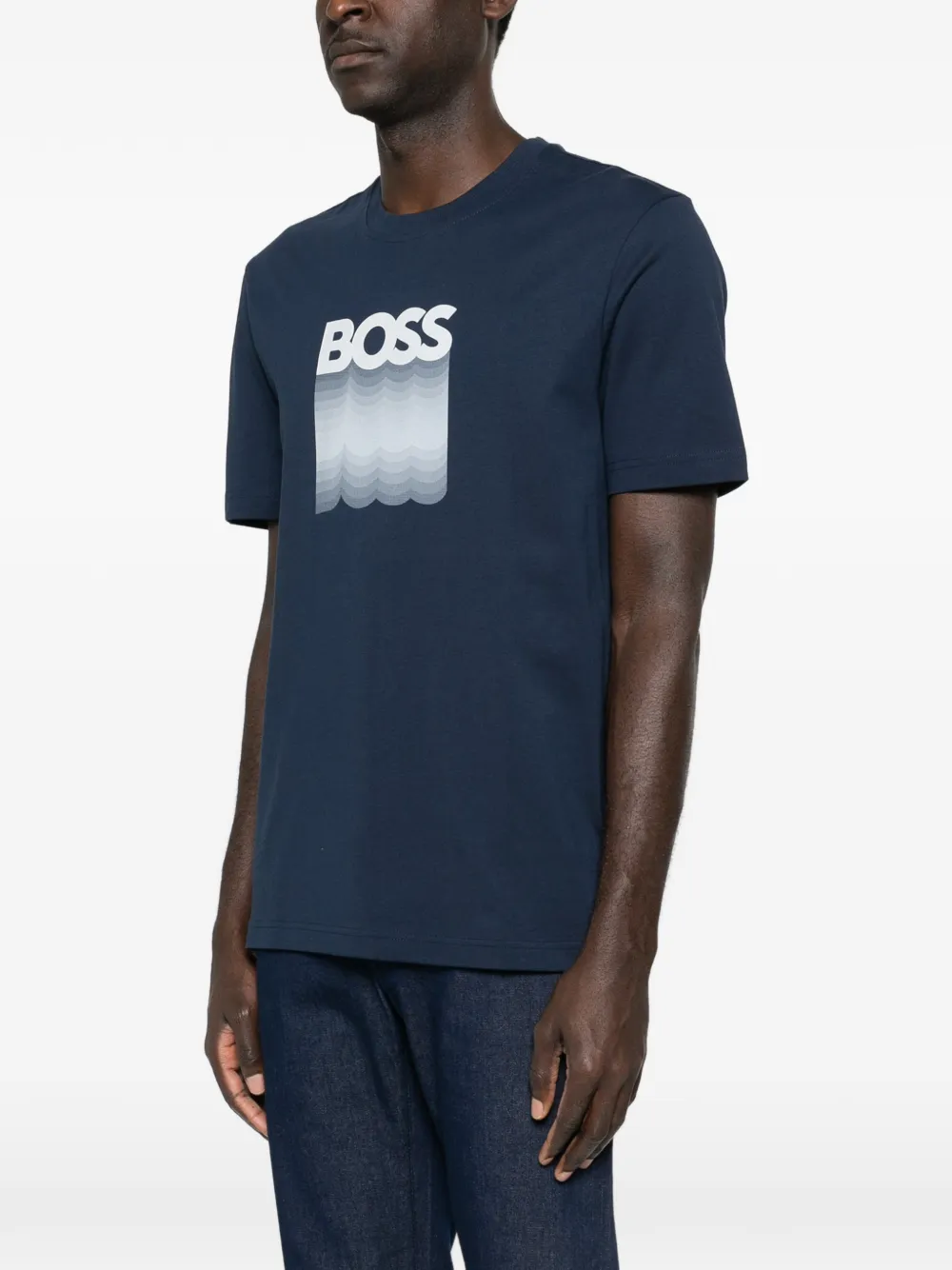 BOSS Regular-fit katoenen jersey T-shirt Blauw