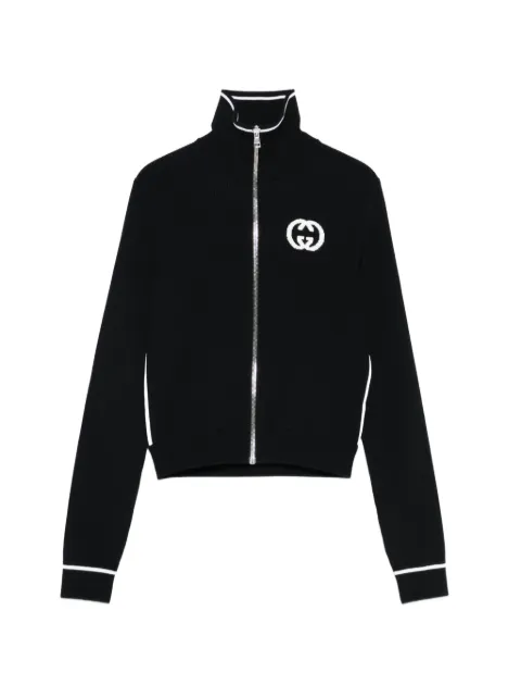 Gucci logo-intarsia zip cardigan