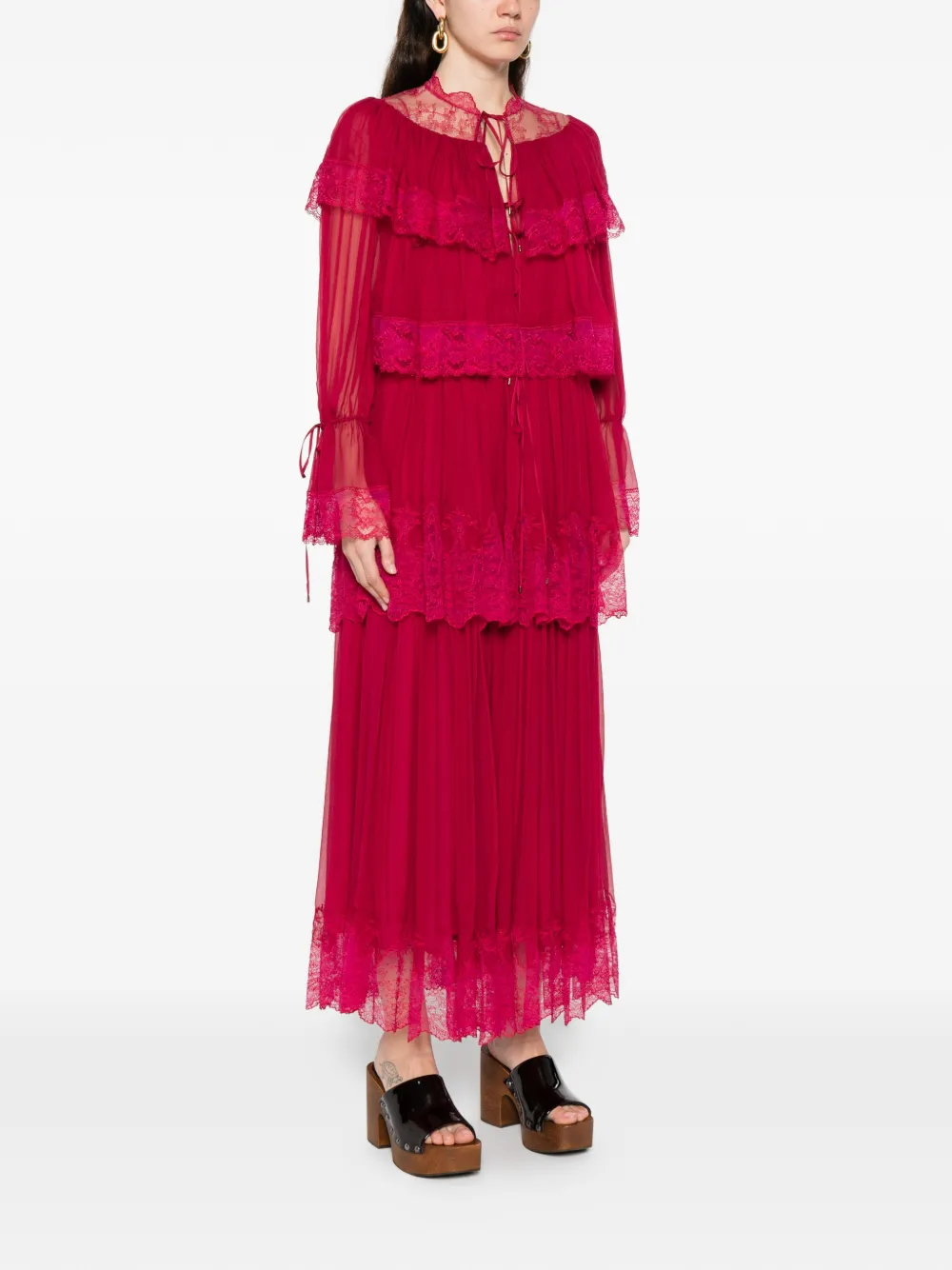 Chloé Maxi-jurk met vlak van kant Roze