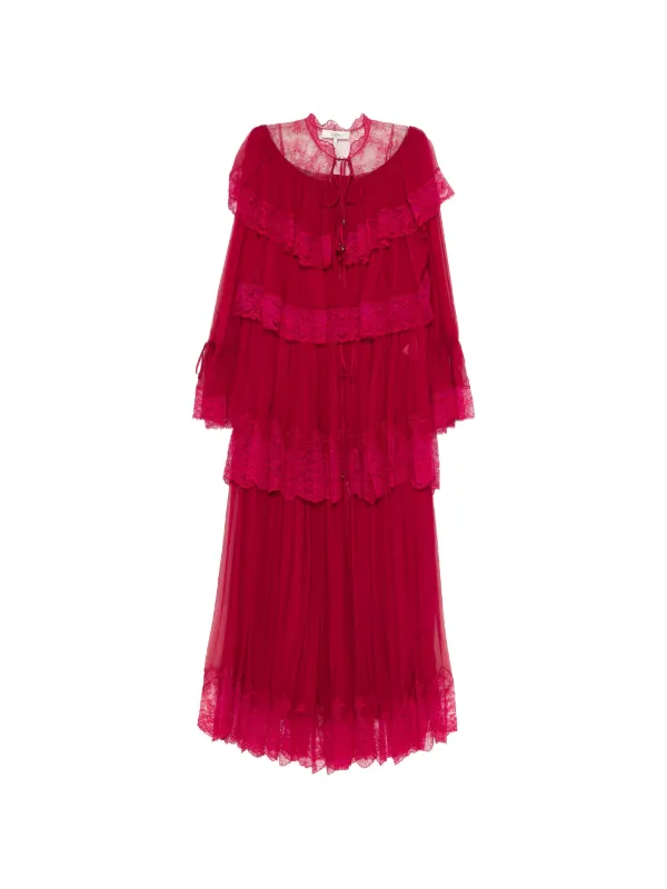 chloe lace maxi dress Chlo - Lace-trimmed organic silk-crepon maxi dress