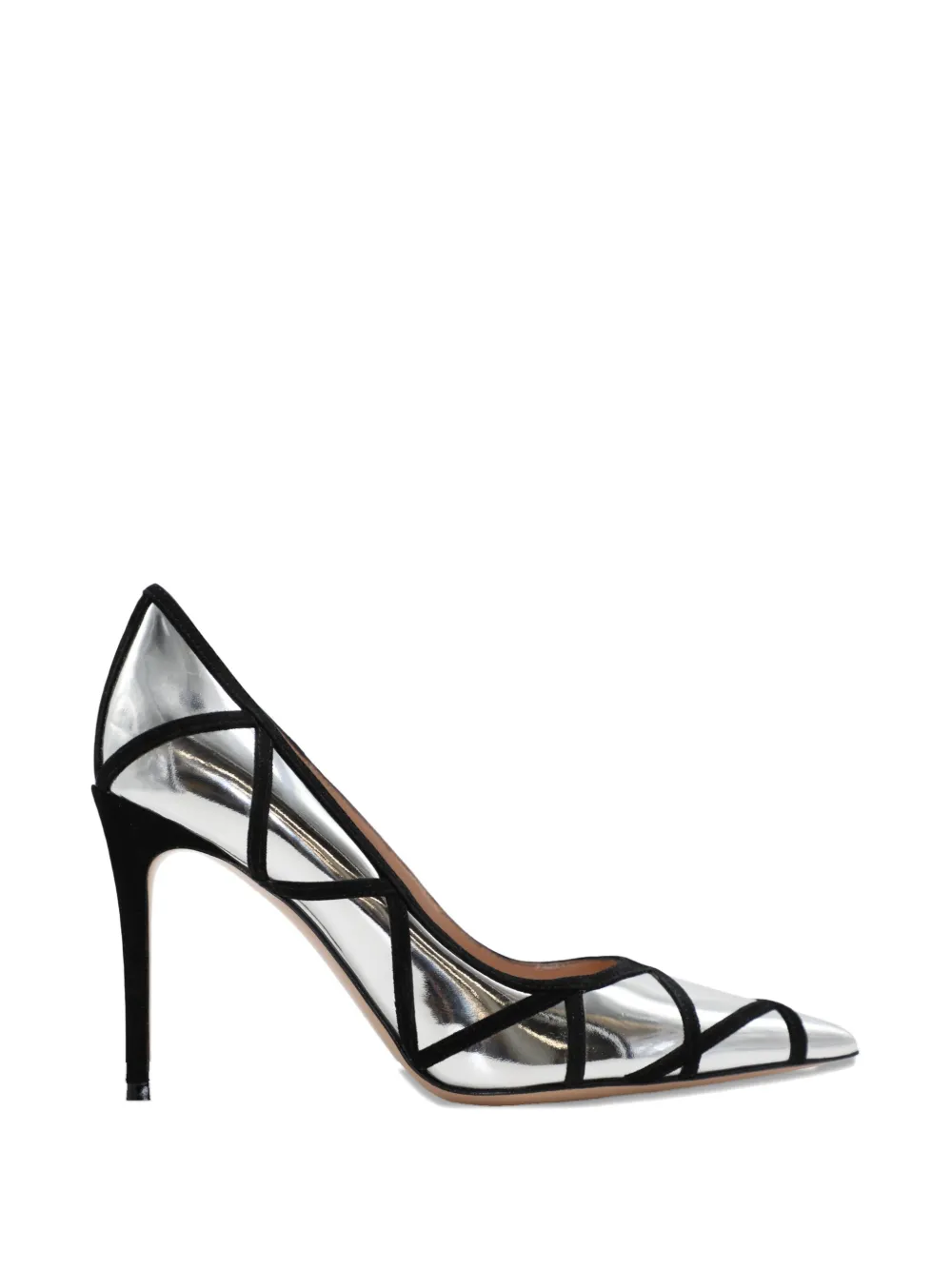 Gianvito Rossi Pumps met metallic hak en puntige neus Zilver