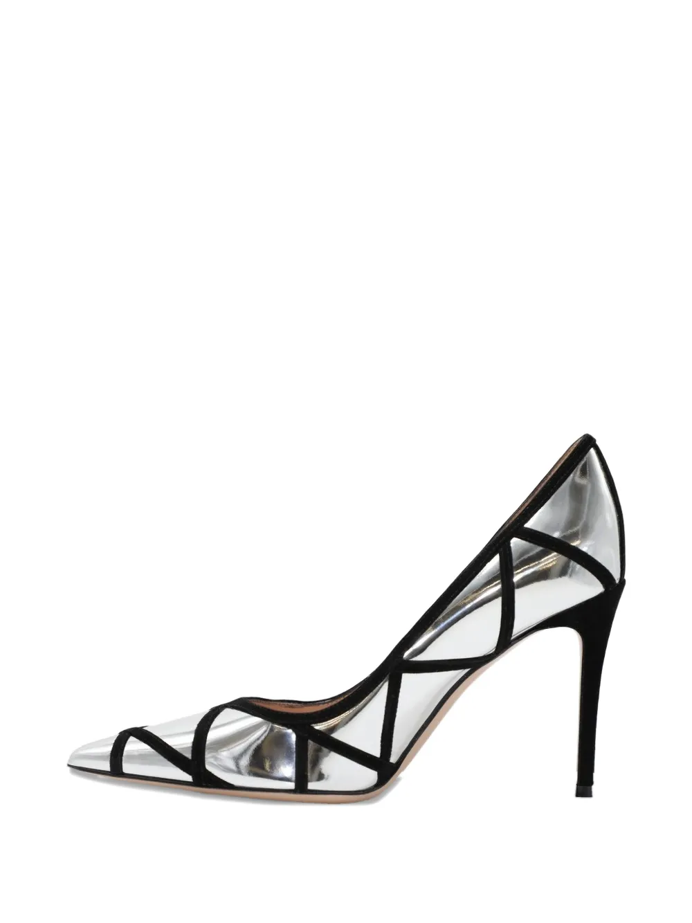 Gianvito Rossi Pumps met metallic hak en puntige neus Zilver