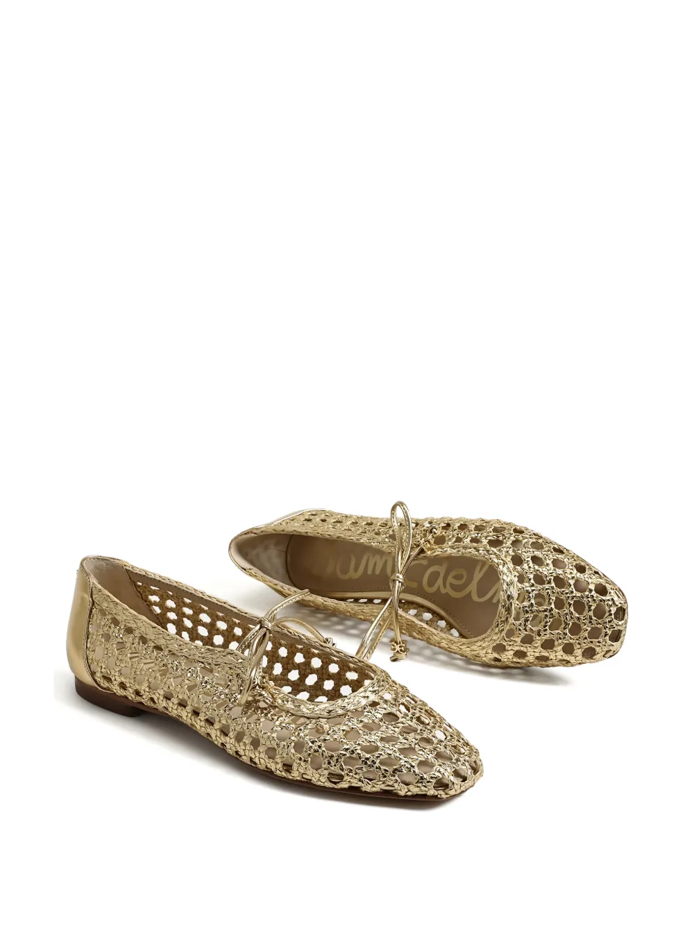  Sam Edelman Marcie Woven Tie Ballet Flats - Gold 
