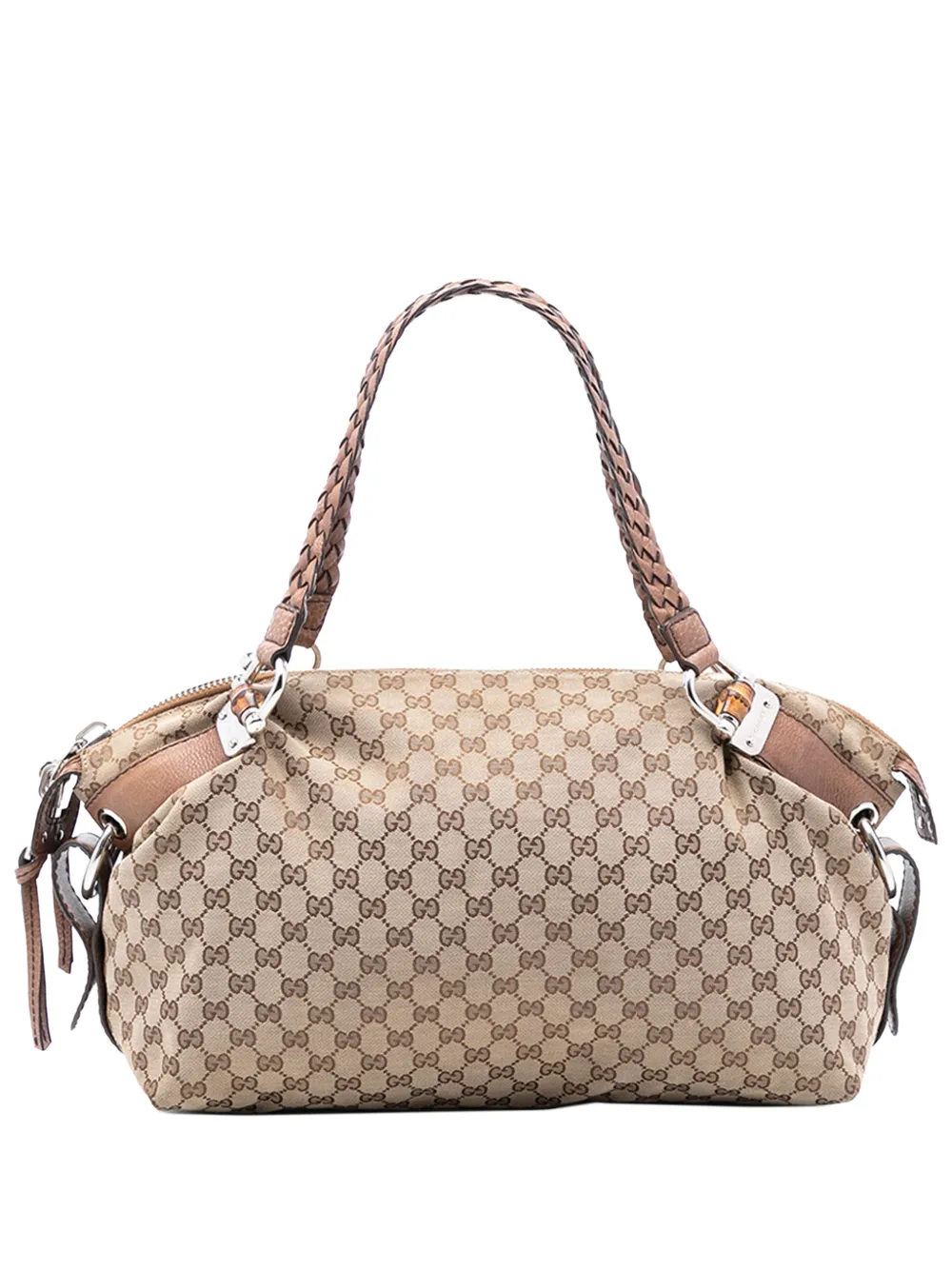 Gucci Pre-Owned Borsa tote media in tela GG e bambù 2016-2025 - Marrone