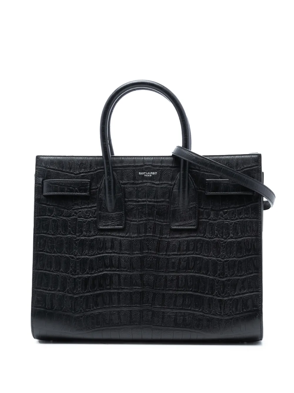 Saint Laurent Pre-Owned Borsa a tracolla Sac de Jour piccola in pelle goffrata effetto coccodrillo 2014 - Nero