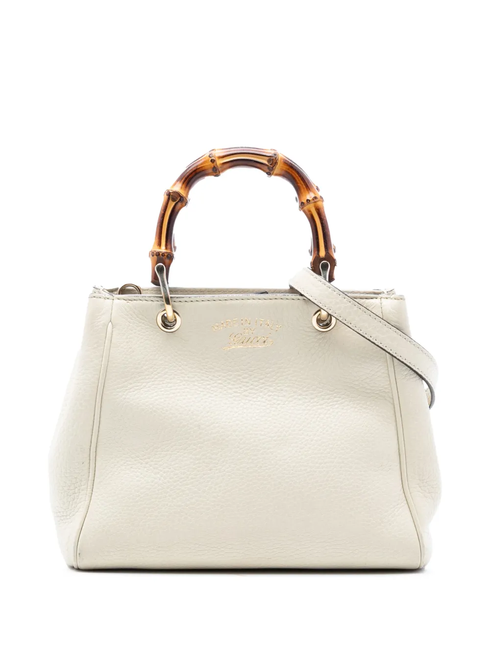 Gucci Pre-Owned Borsa shopper media in pelle di vitello e bambù 2016-2025 - Bianco