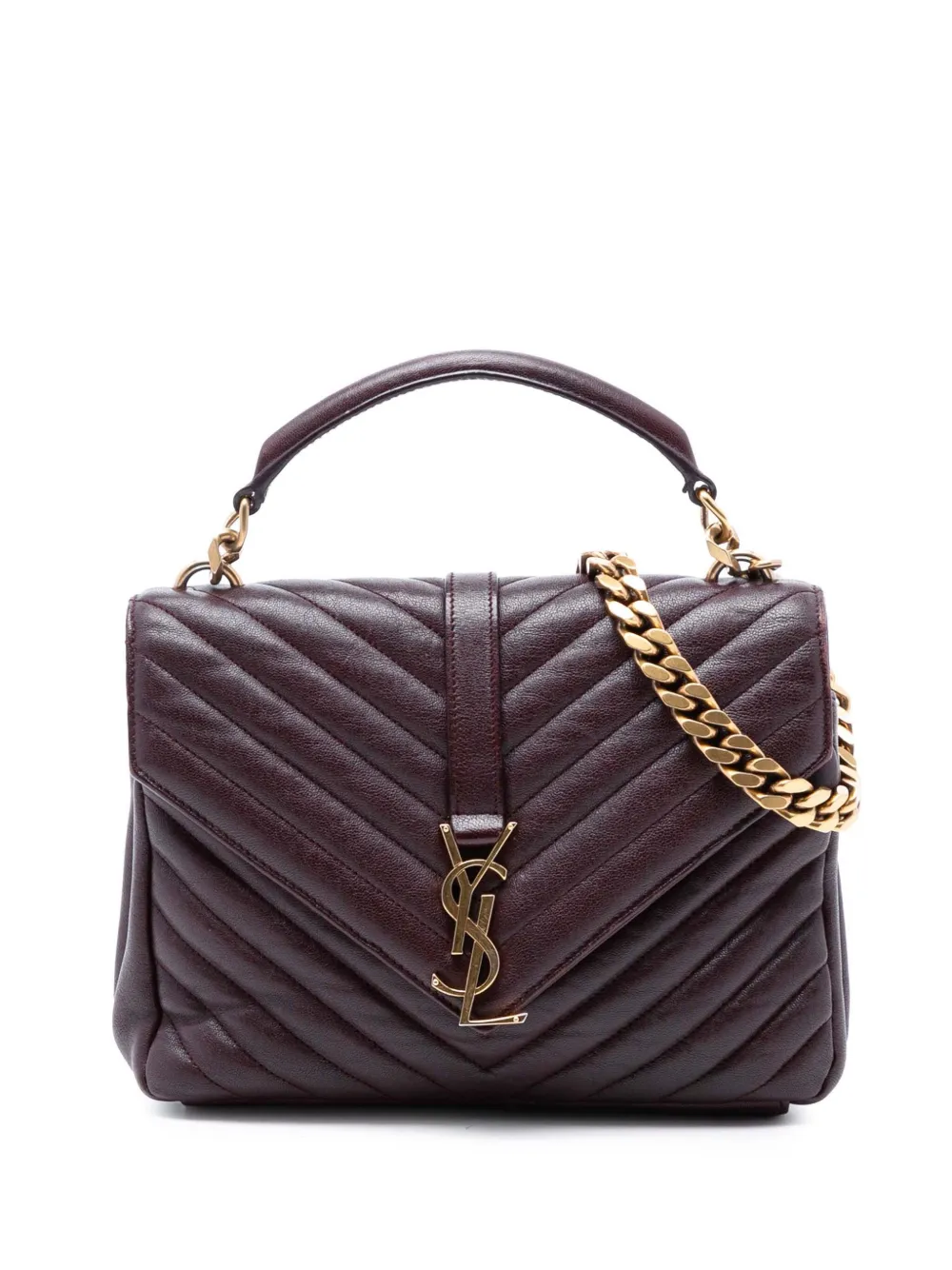 Saint Laurent Pre-Owned Borsa a tracolla College media trapuntata con motivo Chevron 2016 - Rosso