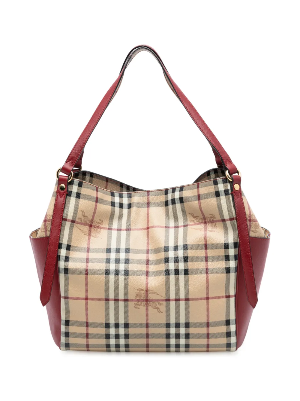 Burberry Pre-Owned Borsa tote piccola in tela cerata Canterbury con motivo Haymarket Check e rifiniture in pelle 2000-2017 - Marrone