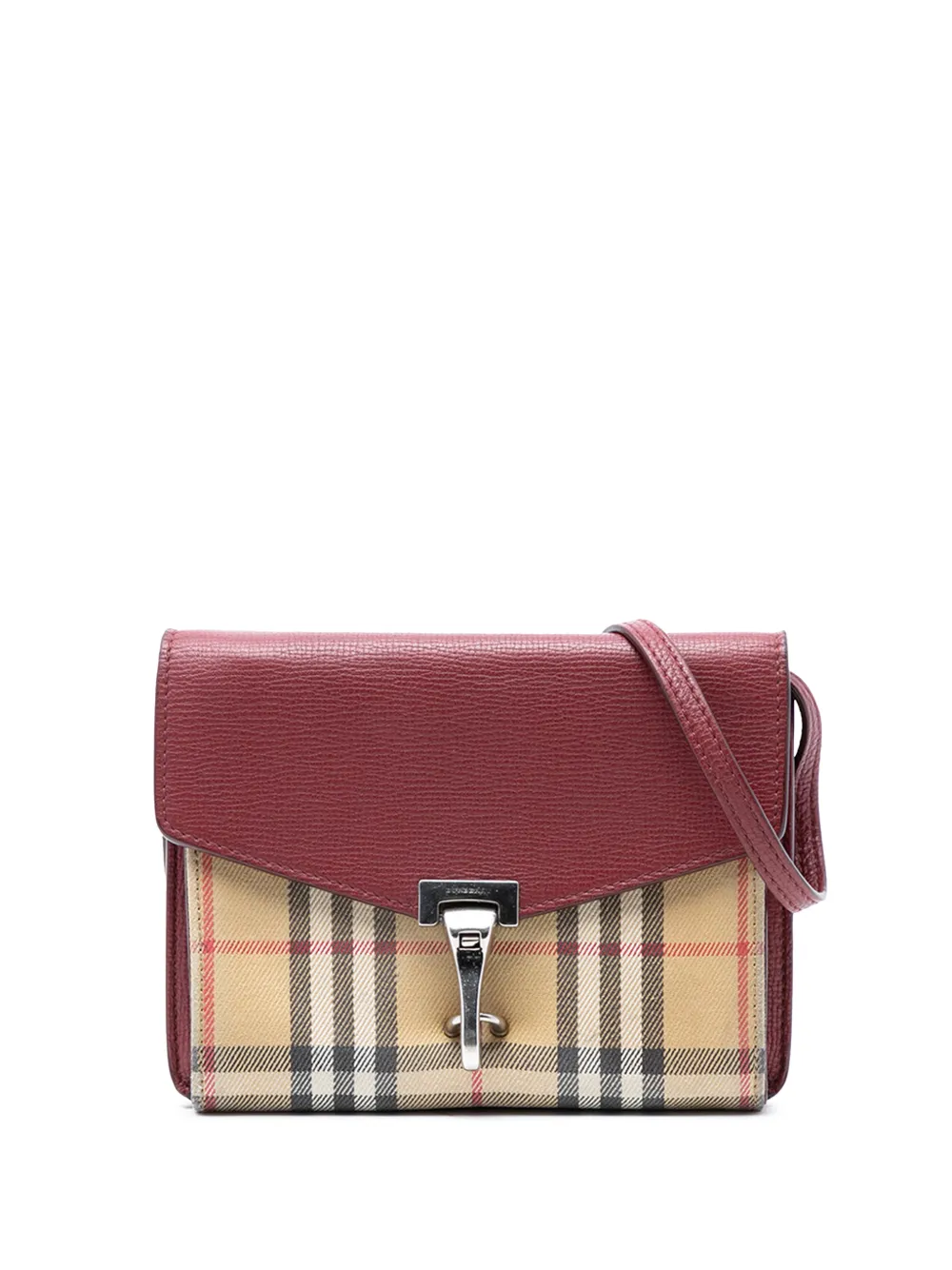 Burberry Pre-Owned Borsa a tracolla Derby Macken piccola in tela e pelle con motivo House Check 2000-2017 - Rosso
