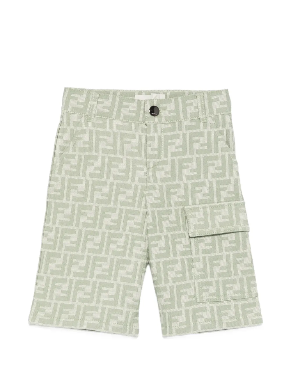 Fendi Kids logo-pattern shorts - Verde