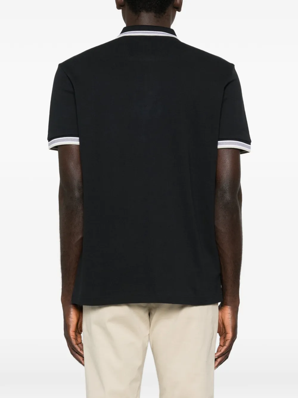 BOSS Poloshirt met gestreepte kraag Zwart