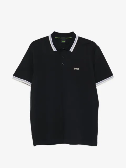 BOSS striped-collar polo shirt
