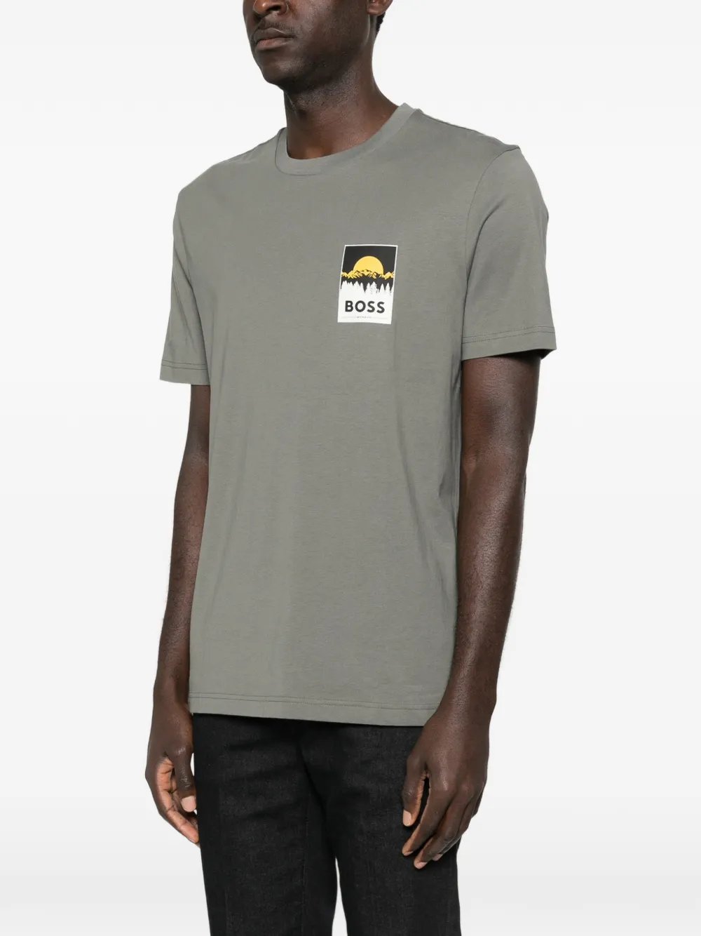 BOSS Katoenen-jersey T-shirt met logo Grijs