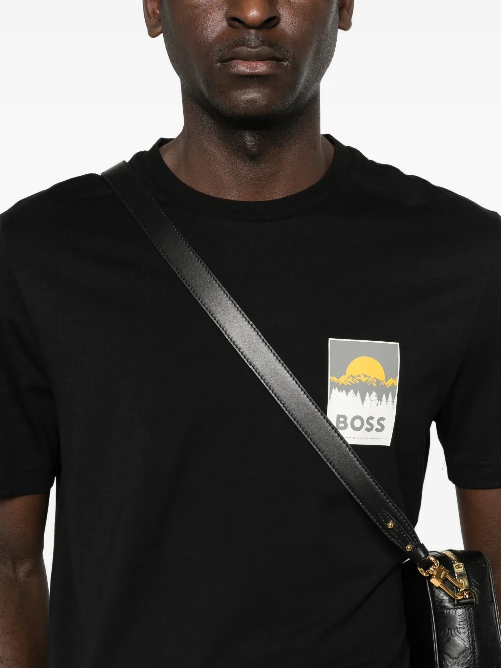 BOSS Katoenen-jersey T-shirt met logo Zwart