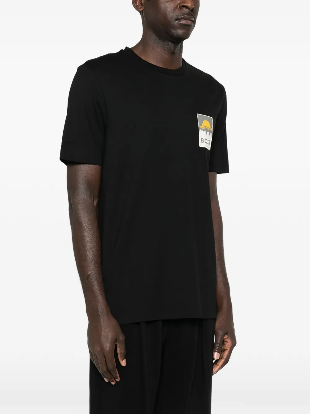 BOSS Katoenen-jersey T-shirt met logo Zwart