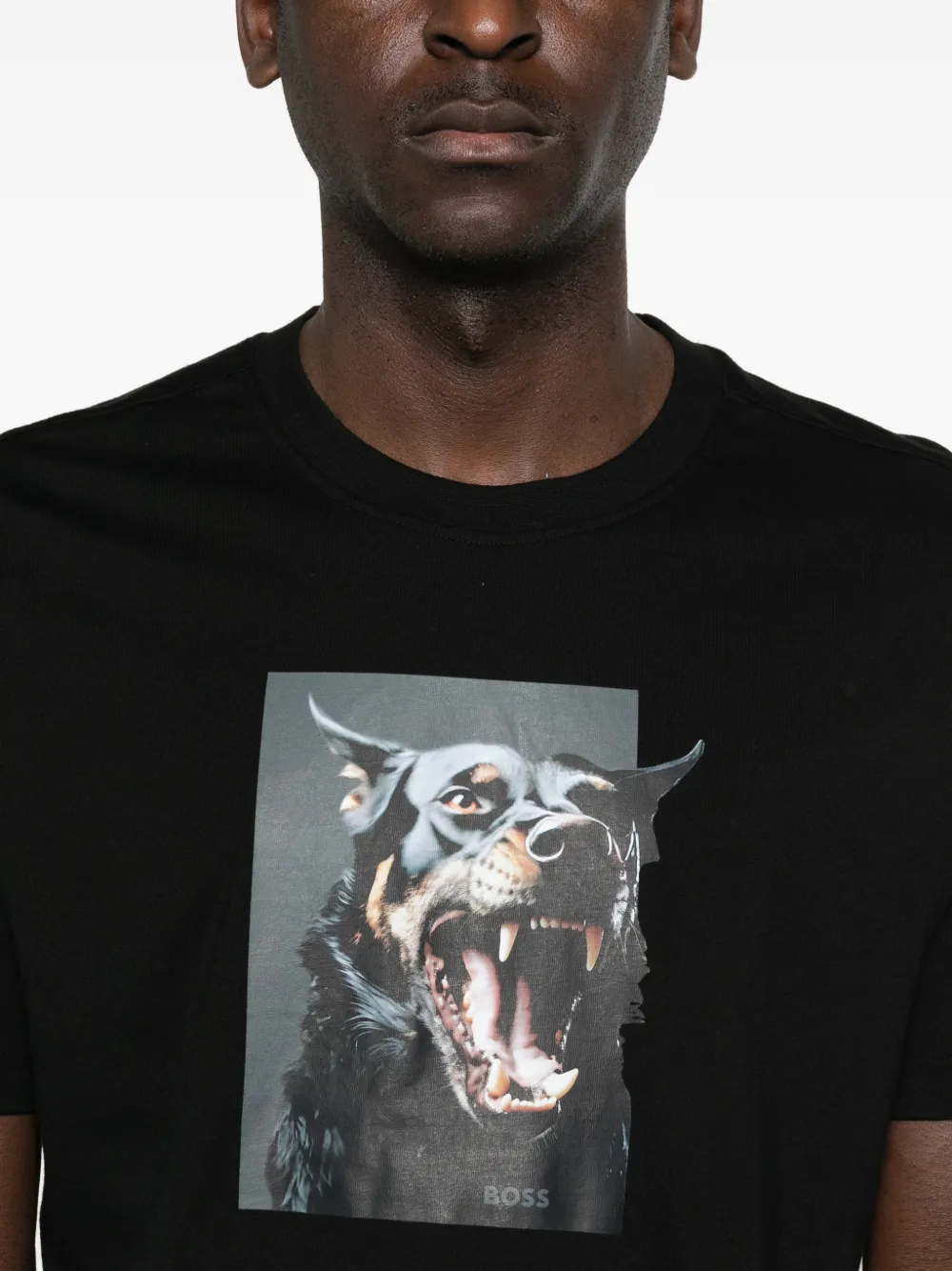 BOSS Katoenen-jersey T-shirt met print Zwart
