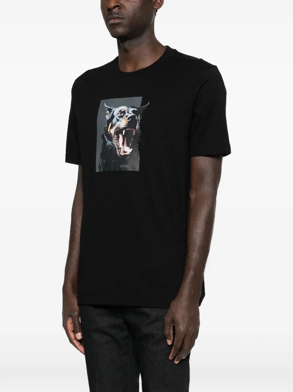 BOSS Katoenen-jersey T-shirt met print Zwart