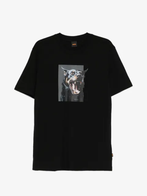 BOSS cotton-jersey T-shirt with animal artwork