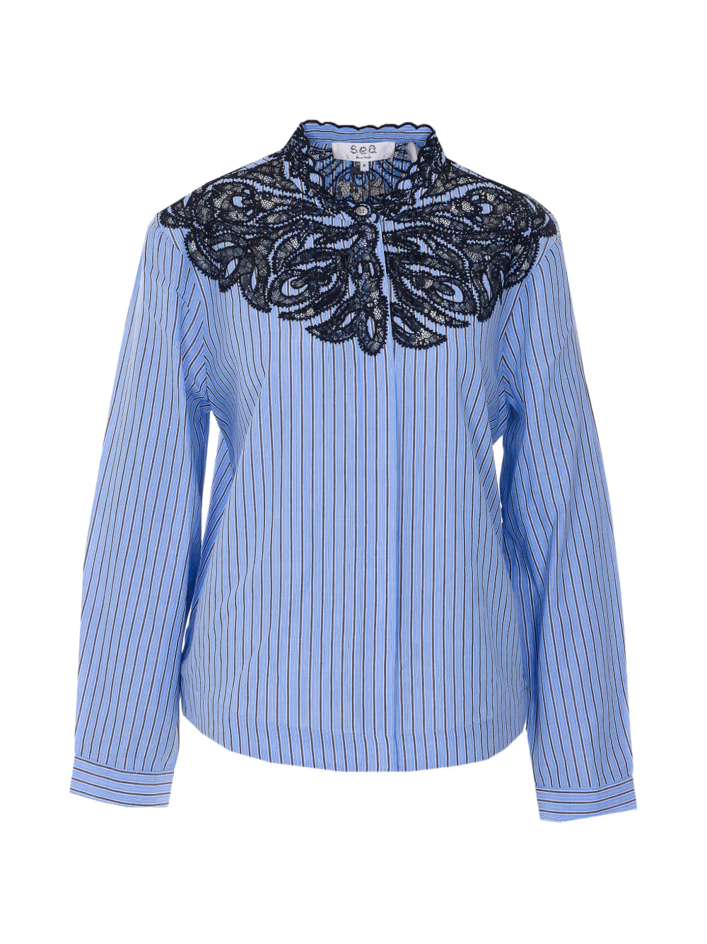 Sea Maella stripe lace shirt - Blu
