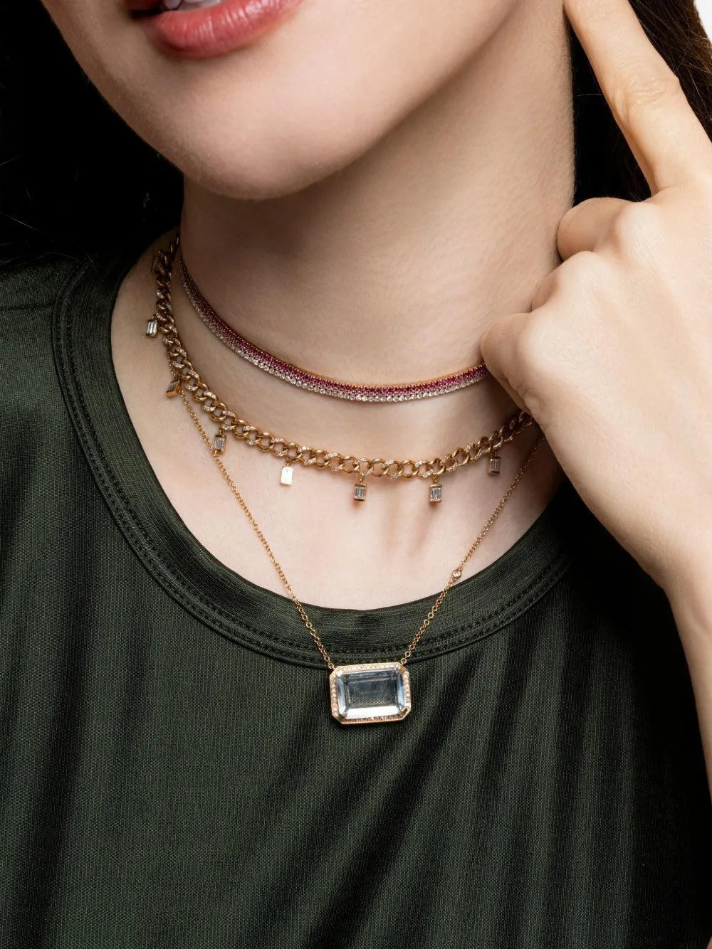 SHAY diamond topaz portrait necklace - Rosa