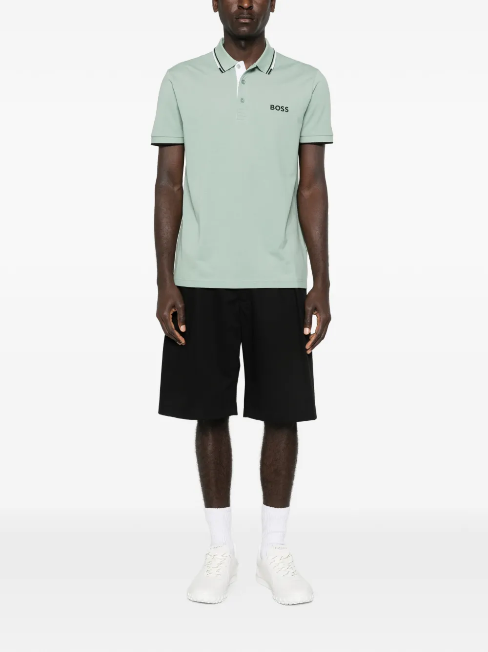 BOSS 스트라이프 트리밍 폴로 셔츠 | Image 2