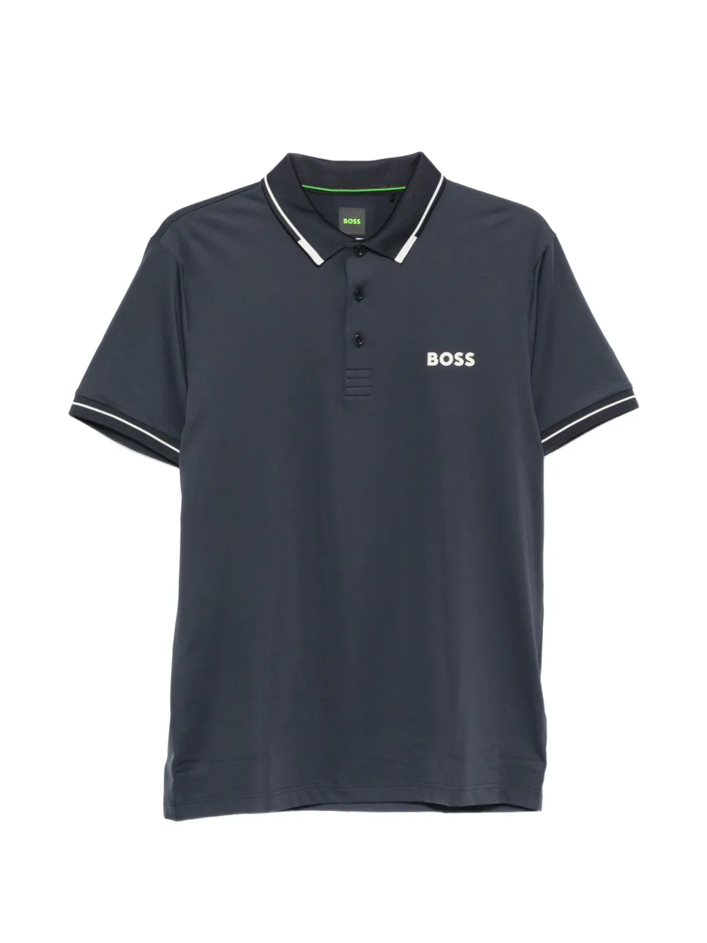 BOSS logo-print trimmed polo shirt - Blu