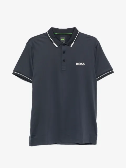 BOSS logo-print trimmed polo shirt