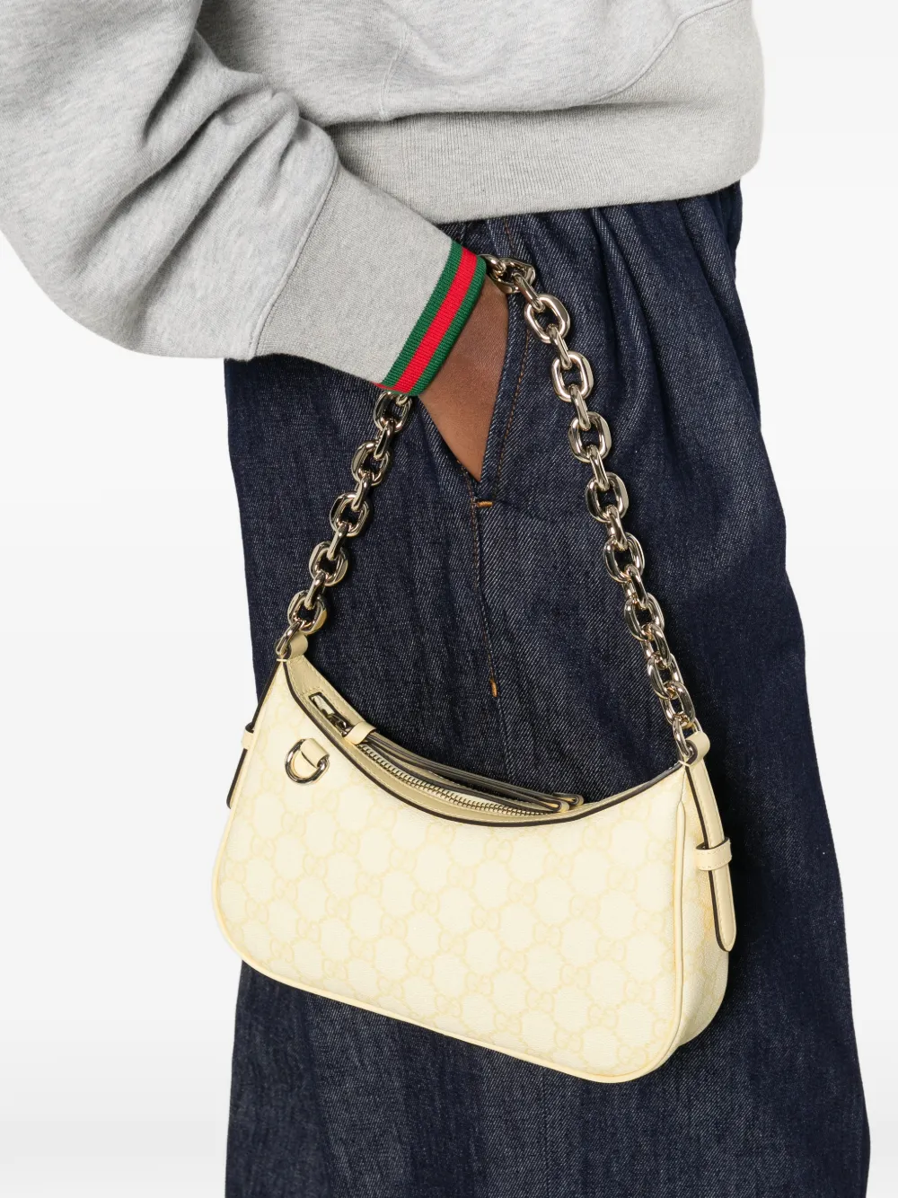 Gucci GG Emblem Small Shoulder Bag in Yellow, view 2