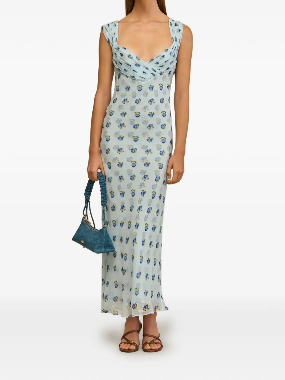 Cult Gaia Eliseo ruffled floral maxi dress - Blu