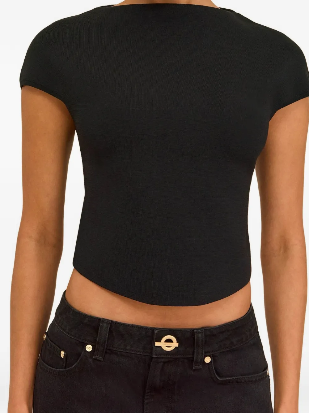 Cult Gaia Virginiana T-shirt met kapmouwen Zwart