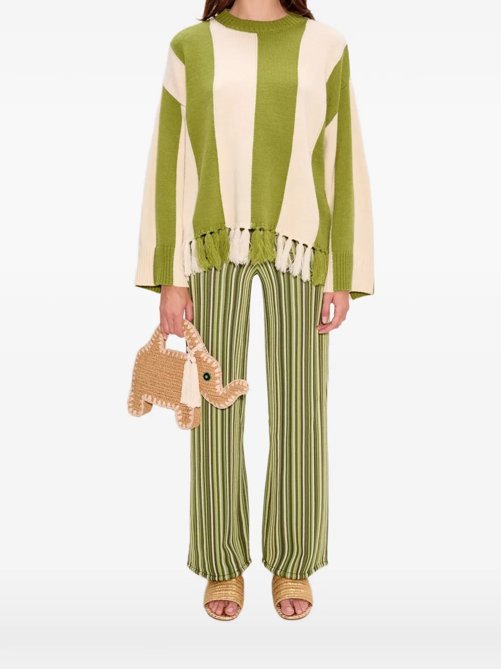 Simon Miller Faye Striped Tassel Sweater In Multi