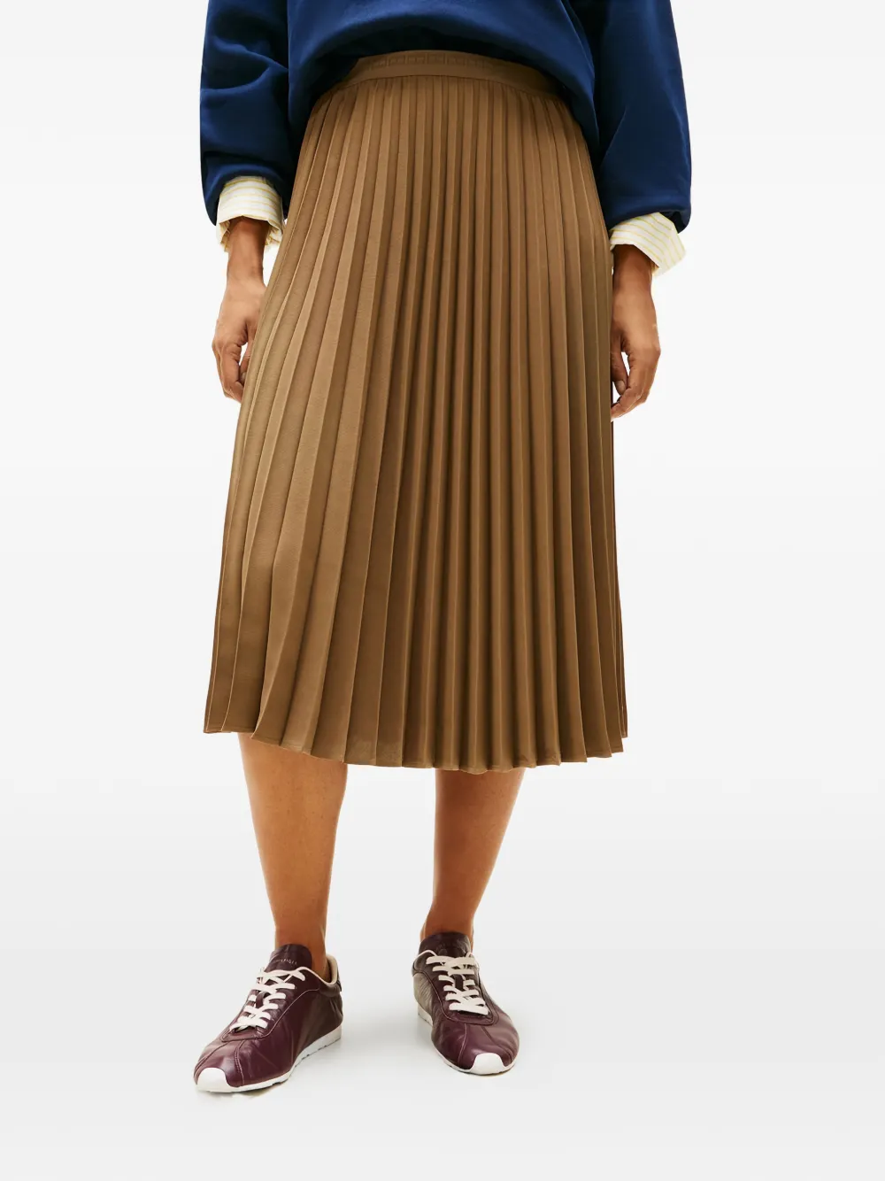  Tommy Hilfiger Pleated Midi Skirt - Brown 