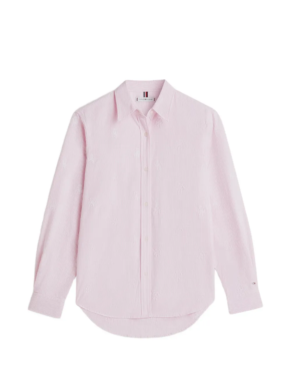 Tommy Hilfiger striped-pattern logo-embroidered shirt - Rosa