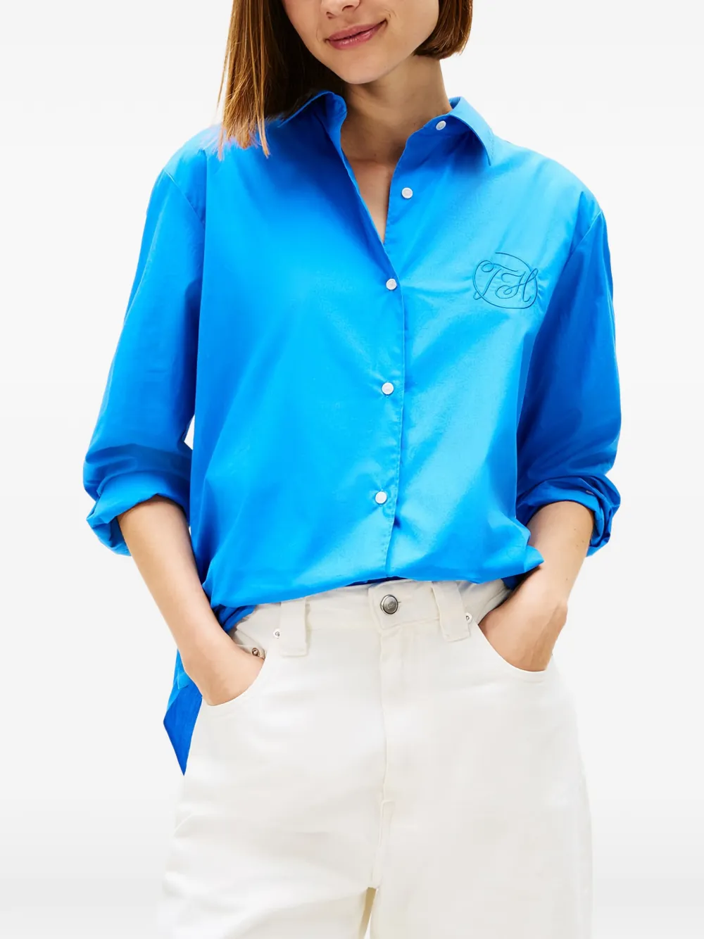  Tommy Hilfiger Logo-embroidered Shirt - Blue 