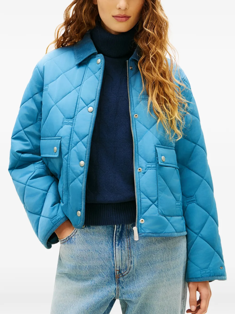 Tommy Hilfiger Gewatteerd jack met klepzak Blauw