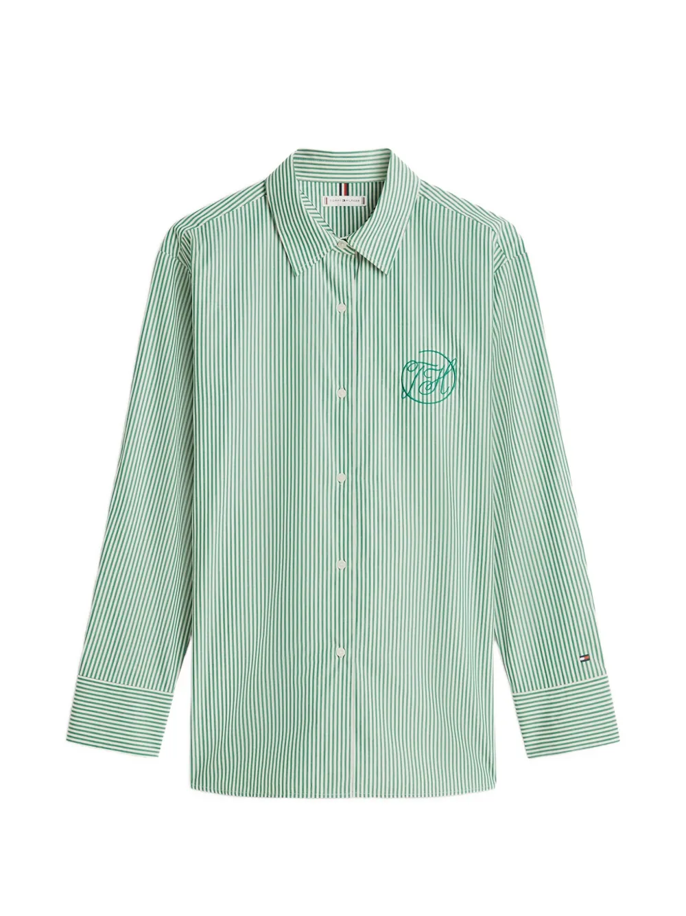 Tommy Hilfiger striped-print logo-embroidered shirt - Verde