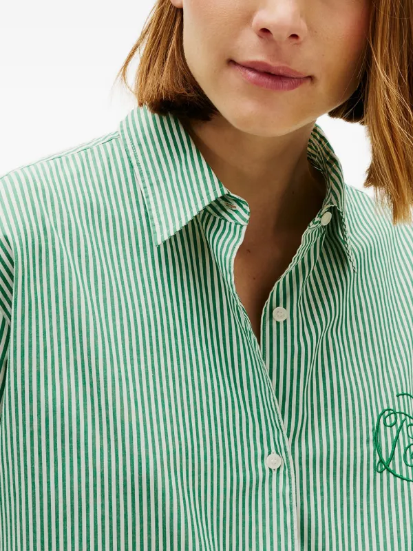 Tommy Hilfiger striped-print logo-embroidered Shirt | Green | FARFETCH UZ
