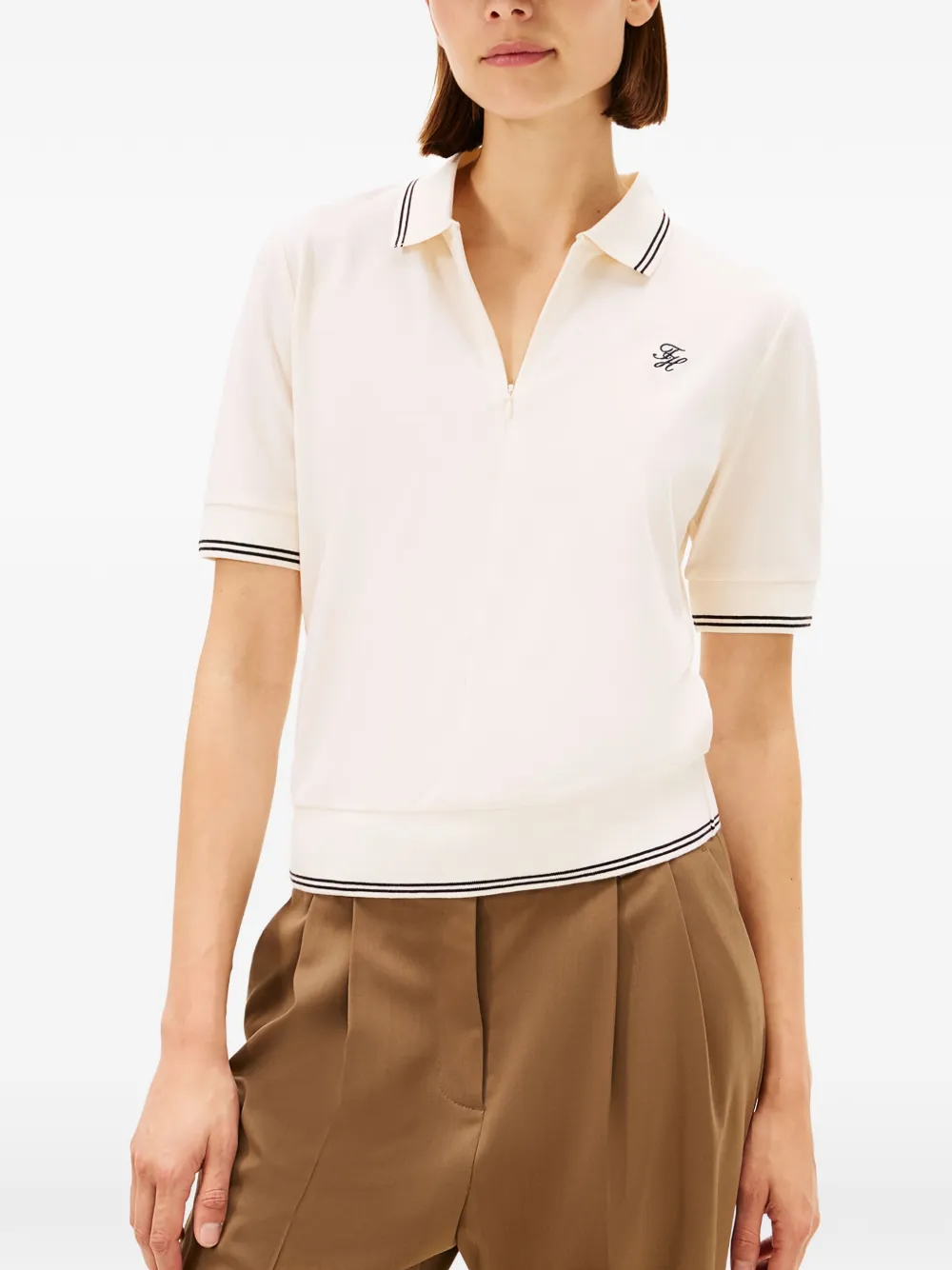Tommy Hilfiger Polotop met gestreept detail Wit