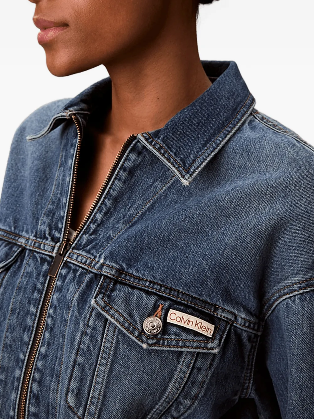  Calvin Klein Zip-up Denim Jacket - Blue 
