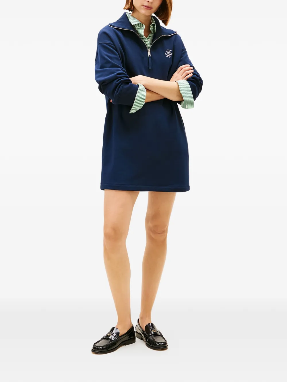 Tommy Hilfiger Mini-jurk met rits en logodetail Blauw