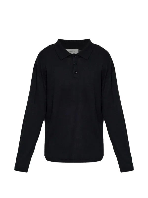 Lisa Yang Buttoned Polo Shirt in Black