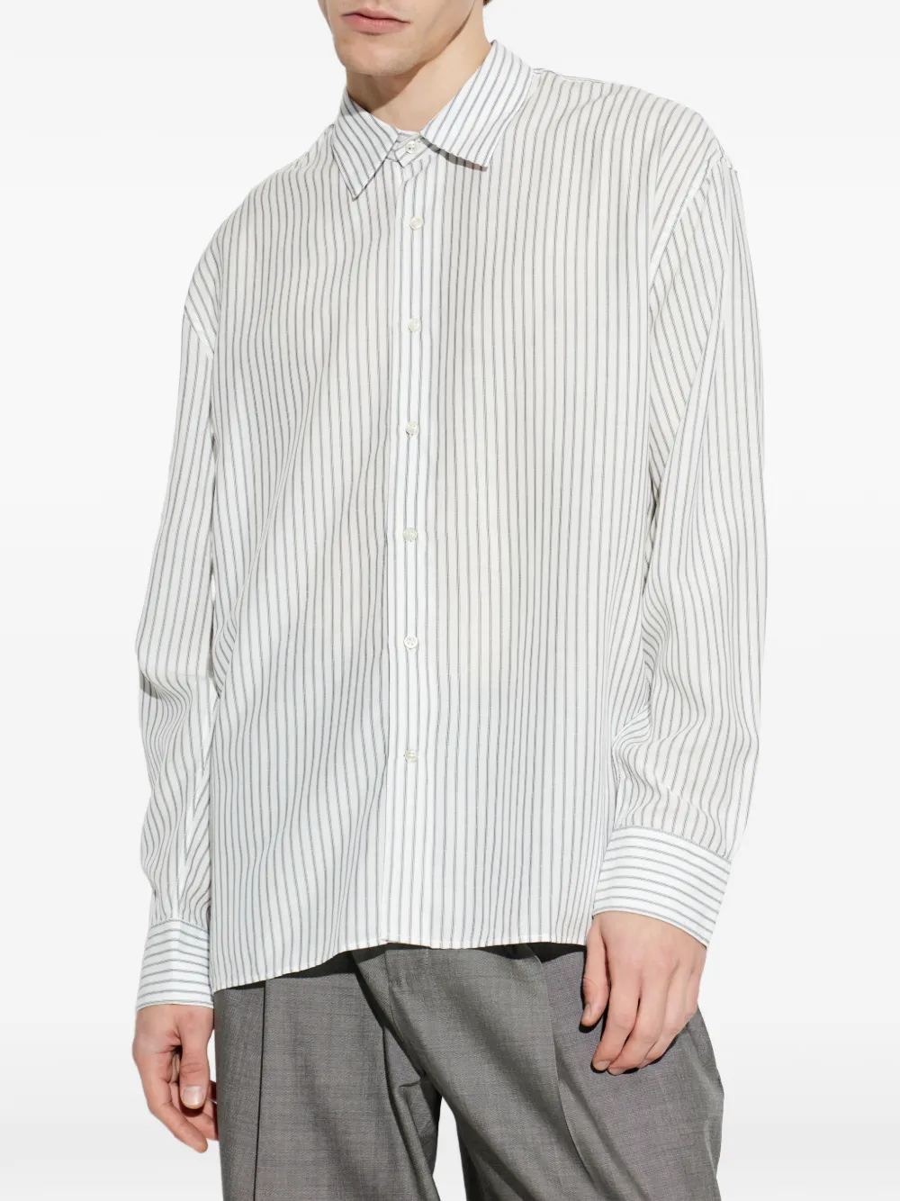  Officine Generale Stripe-pattern Shirt - Neutrals 