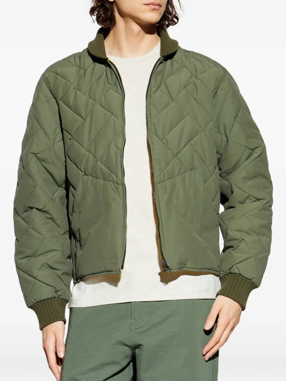  Kenzo Long-detail Quilted Jacket - Green 