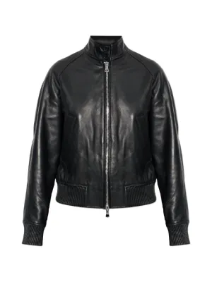 MM6 Maison Margiela Leather Jacket | Black | FARFETCH RO