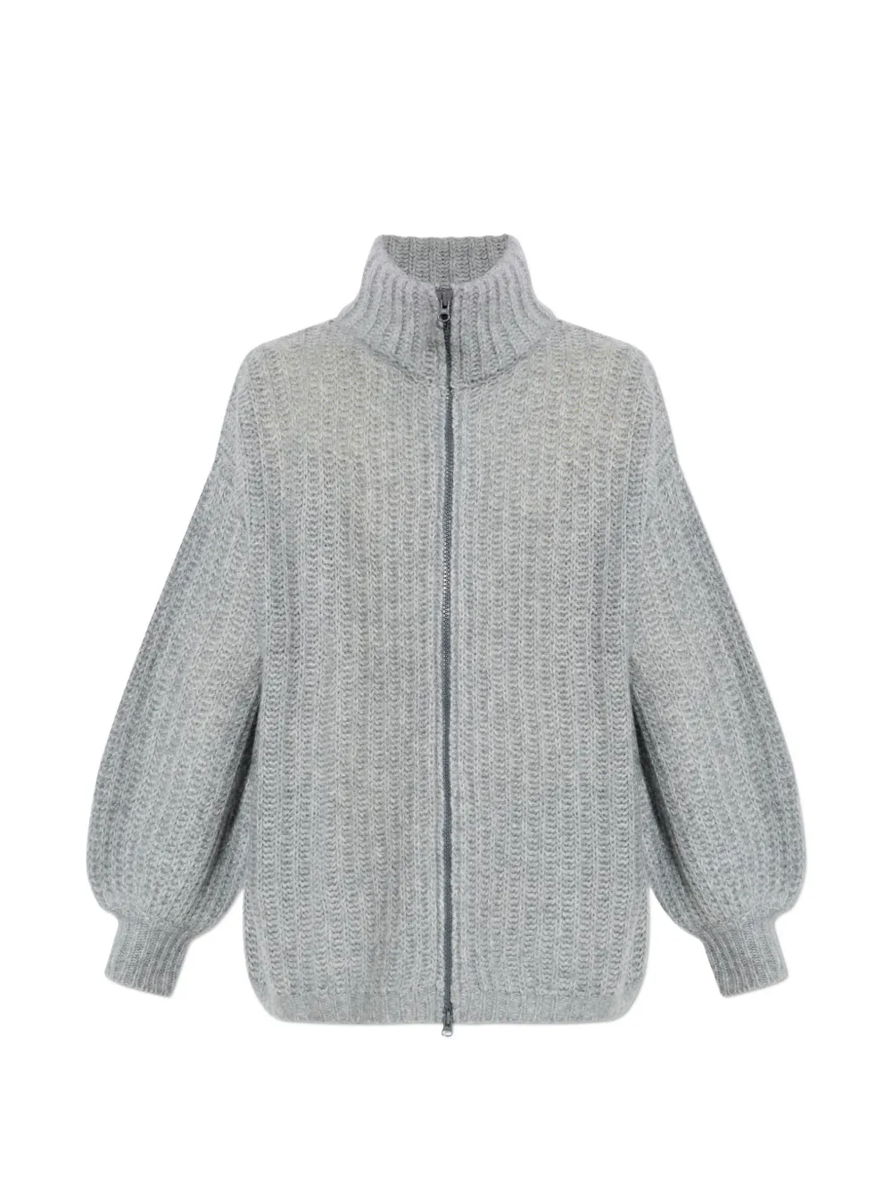 Lisa Yang Moralie zipped balloon-sleeve sweater - Grigio