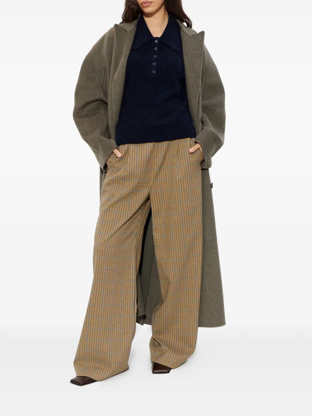  Gestuz Gzchicca Check Palazzo Pants - Brown 