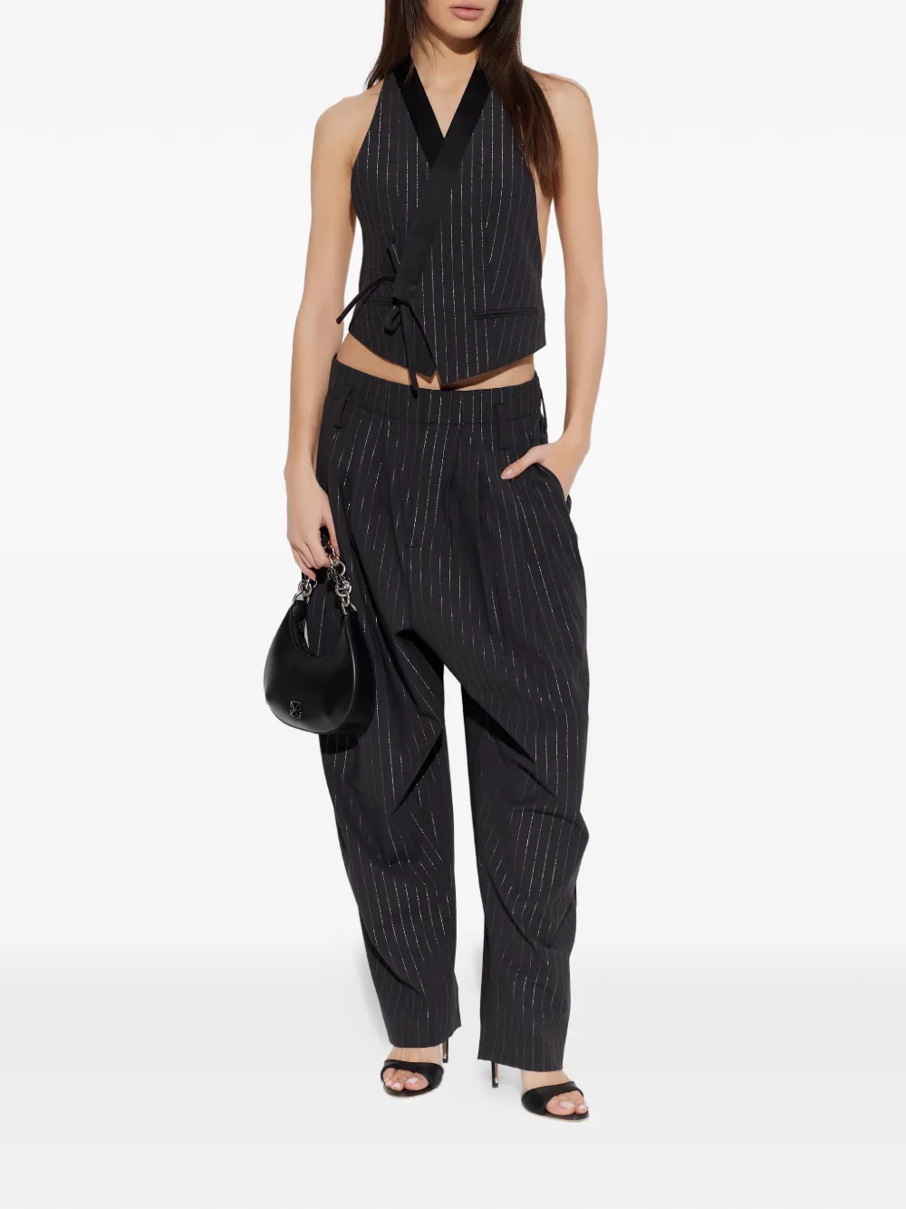  Kenzo Stripe-pattern Tapered Trousers - Black 