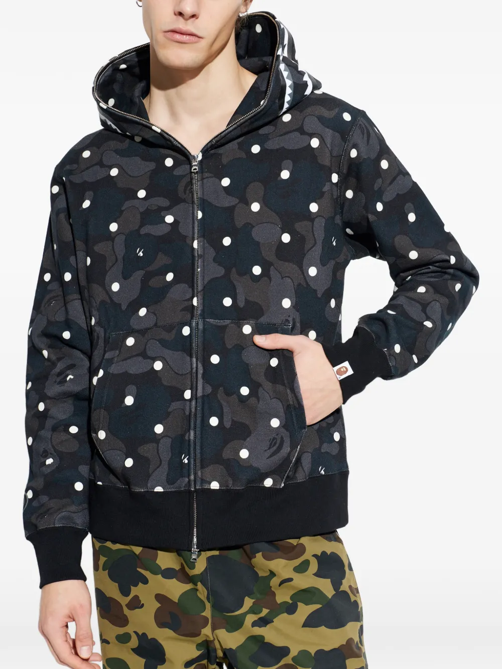 A BATHING APE Hoodie met camouflageprint en rits Zwart