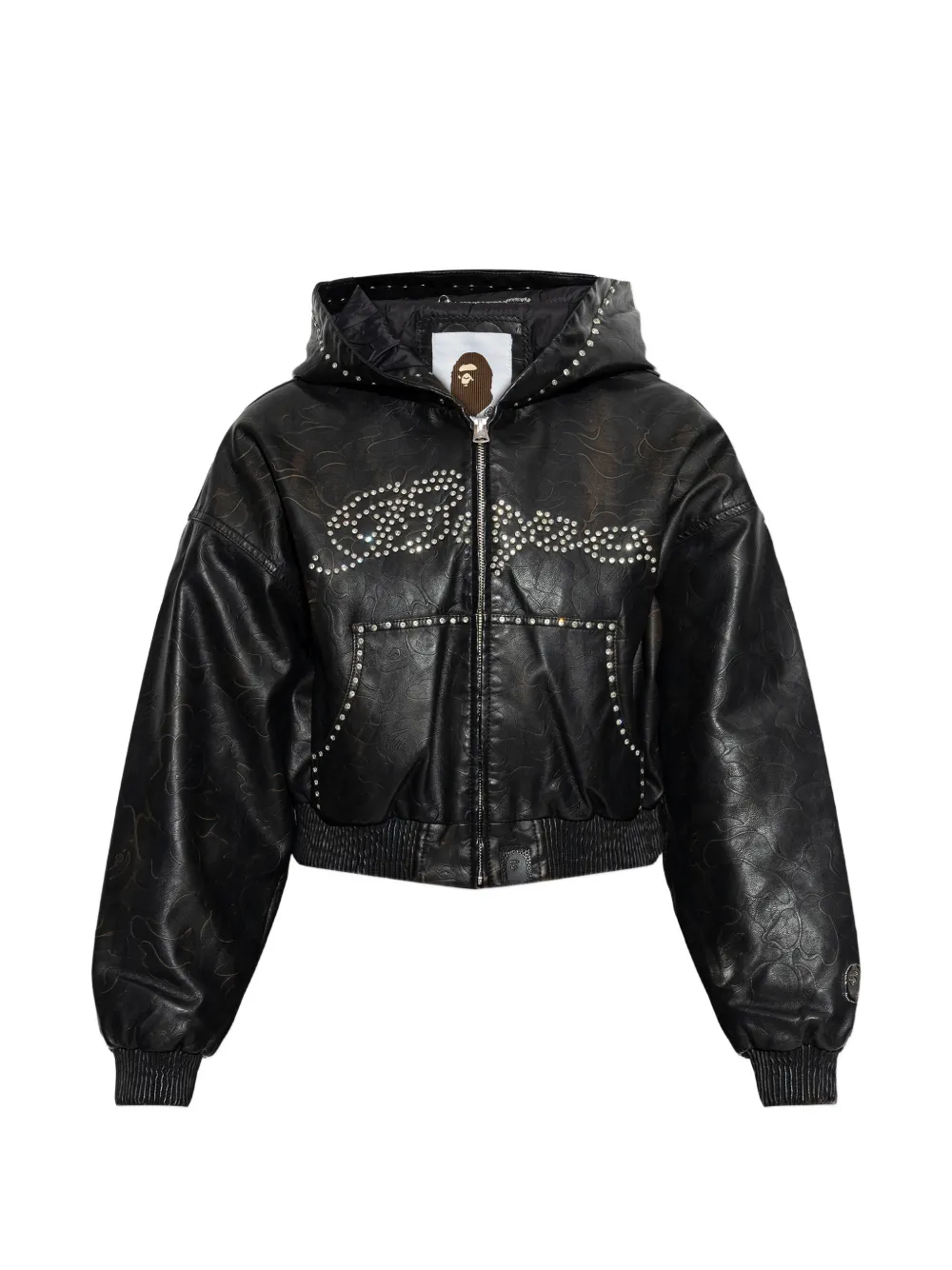 A Bathing Ape Embellished Hooded Jacket In Black